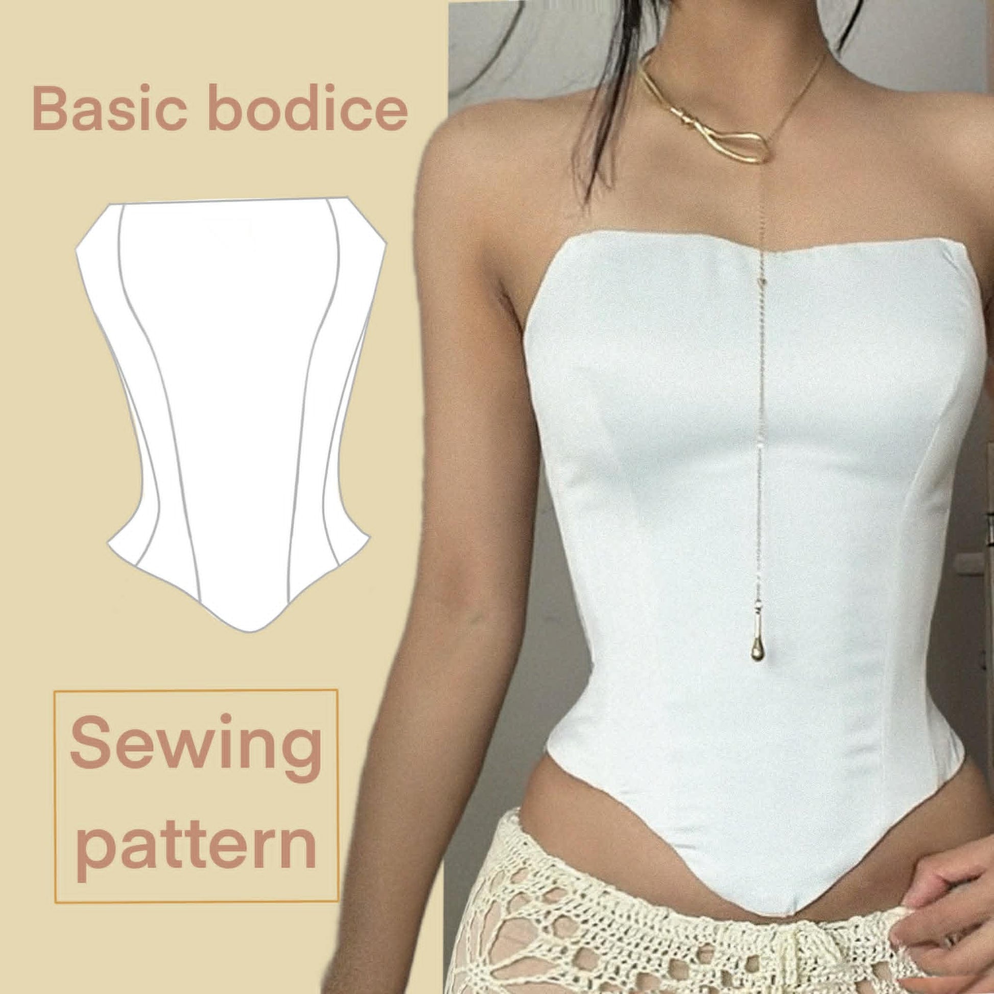 Basic bodice A4 PDF Sewing Pattern | Instant Download with 14 sizes