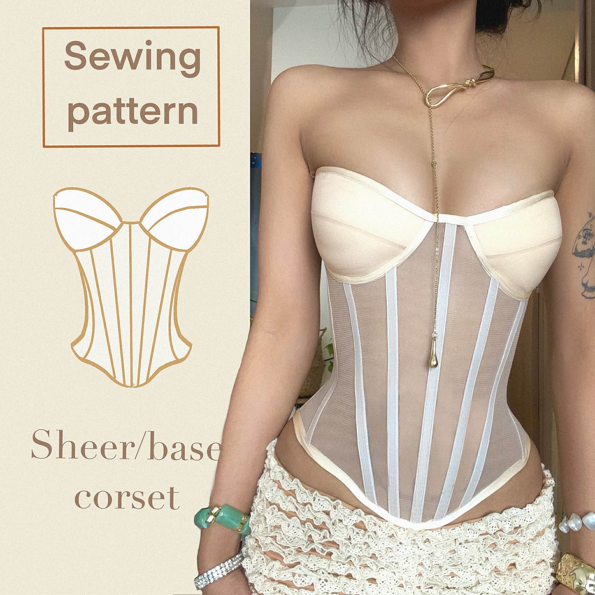 Sheer/ base corset A4 PDF Sewing Pattern // Instant Download with 17 sizes