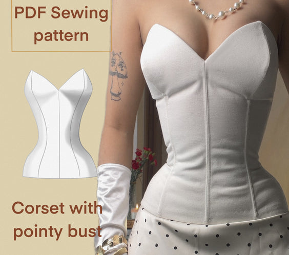 Classic corset with pointy bust PDF Sewing Pattern PRINTABLE | Instant Download with 14 sizes