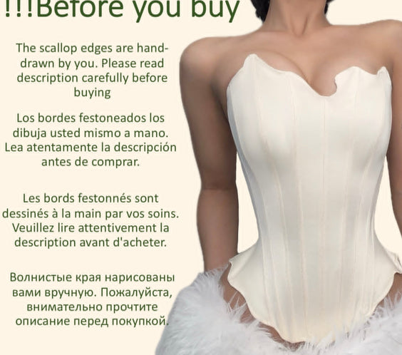 Asymmetrical scallop corset A4 PDF Sewing Pattern | Instant Download with 14 sizes